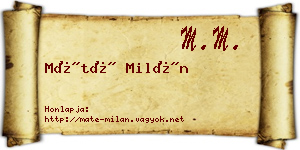 Máté Milán névjegykártya
