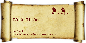 Máté Milán névjegykártya
